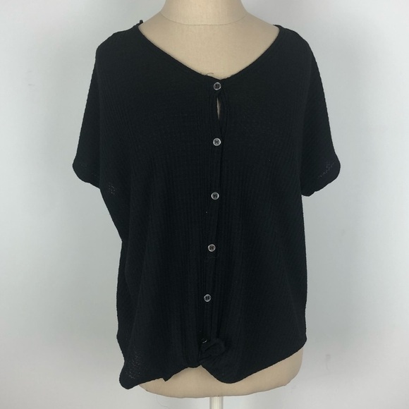 Style & Co. Tops - Style & Co Black Waffle-Style T-shirt S
